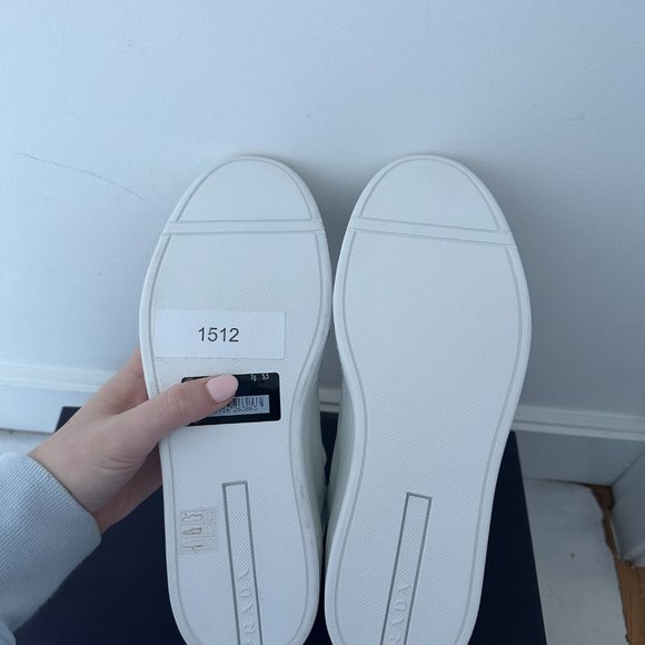 PRADA High Top Sneakers White Soft Leather Triangle Logo Lace up Men's 5.5 - Picture 10 of 11
